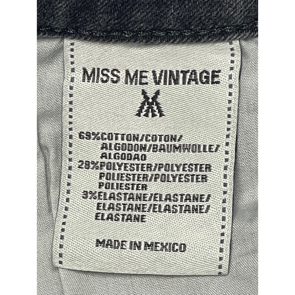 Miss Me Native Tribal Vintage Skinny Moto Jeans Embroidery Faded Black Size 29 - Picture 7 of 8
